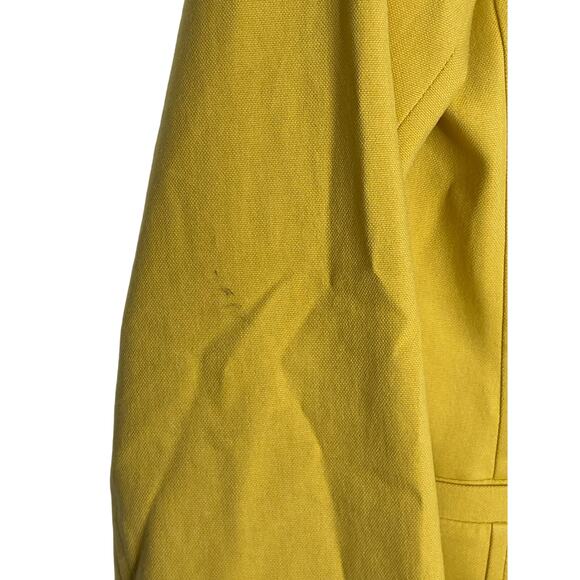 Theory Double Breasted Blazer Jacket Career Tortoise Button Cotton Mustard Sz 8 - Picture 4 of 8